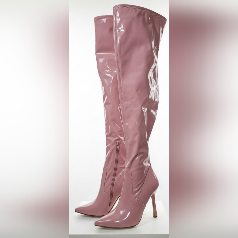 Glossy Pink Knee-High Steve Madden Boots